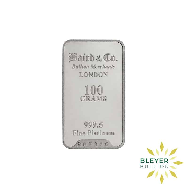 100g Platinum Baird & Co Minted Bar