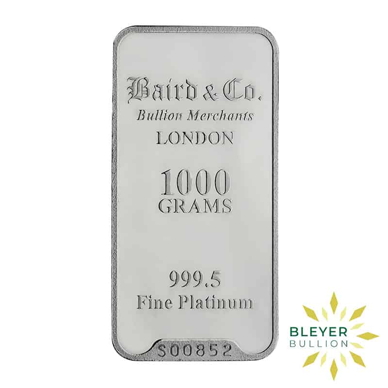 1kg Platinum Baird & Co Minted Bar
