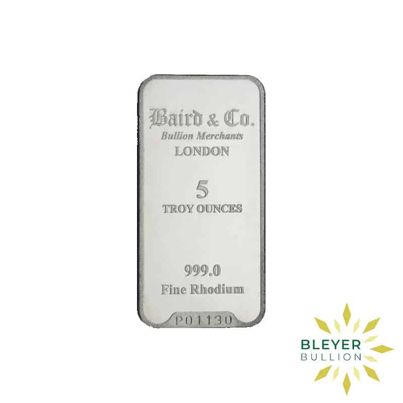5oz Rhodium Baird & Co Minted Bar