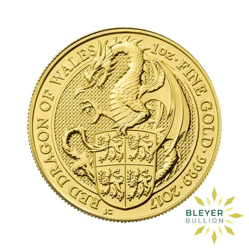 1oz Gold Queen's Beasts Red Dragon of Wales, 2017 (Pre-Owned)