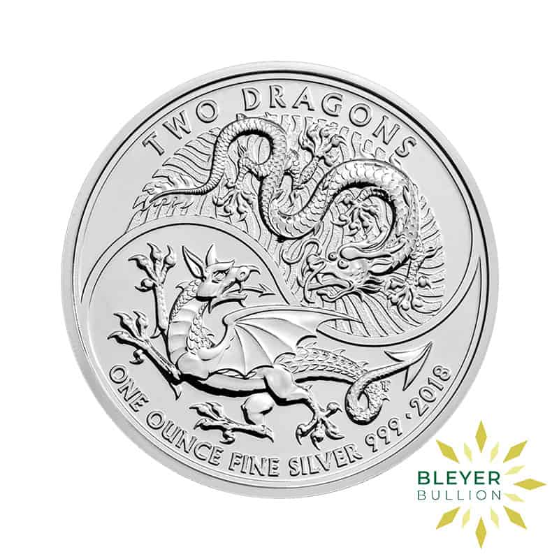 1oz Silver UK Two Dragon Coin, 2018 (Margin Scheme)