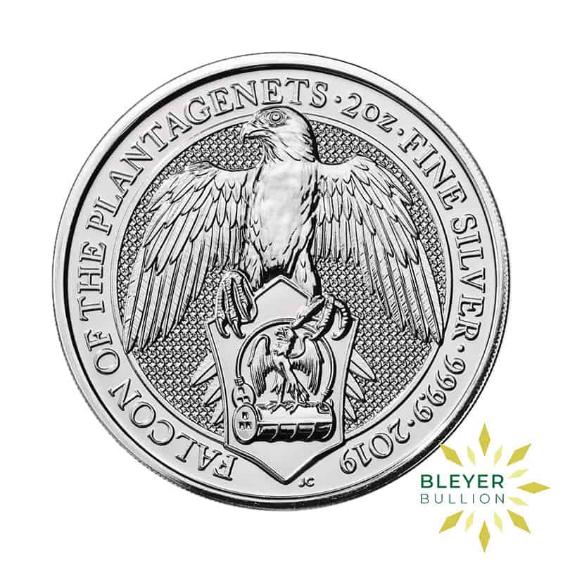2oz Silver Queen's Beasts Falcon of the Plantagenets Coin, 2019 (Margin Scheme)