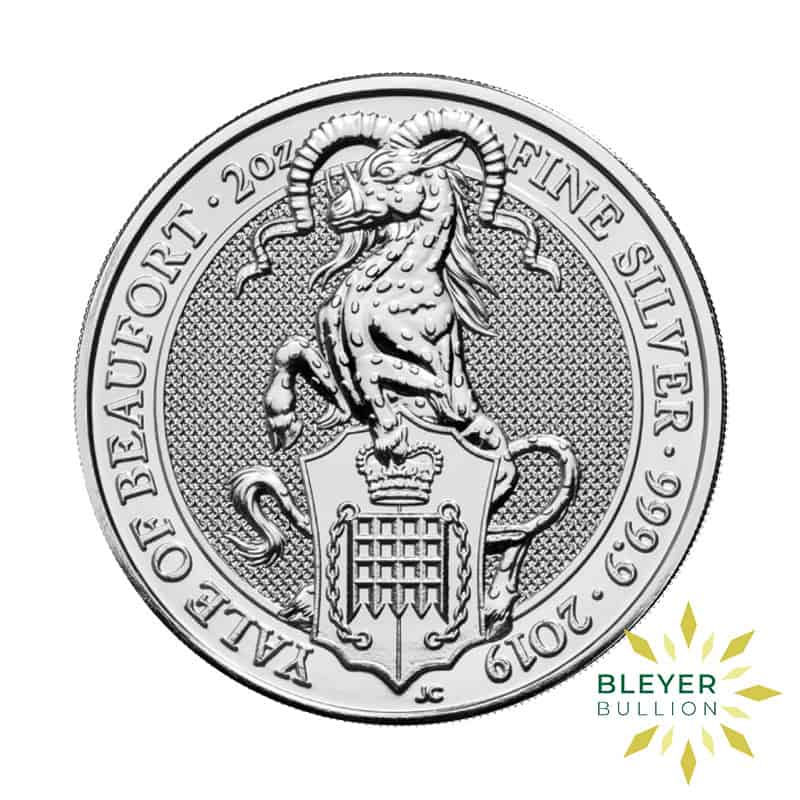 2oz Silver UK Queen's Beasts Yale of Beaufort Coin, 2019 (Margin Scheme)
