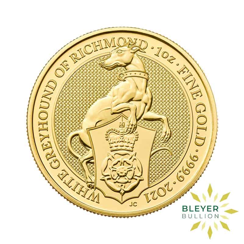 1oz Gold Queen's Beasts White Greyhound Of Richmond Coin, 2021 (Pre-Owned)