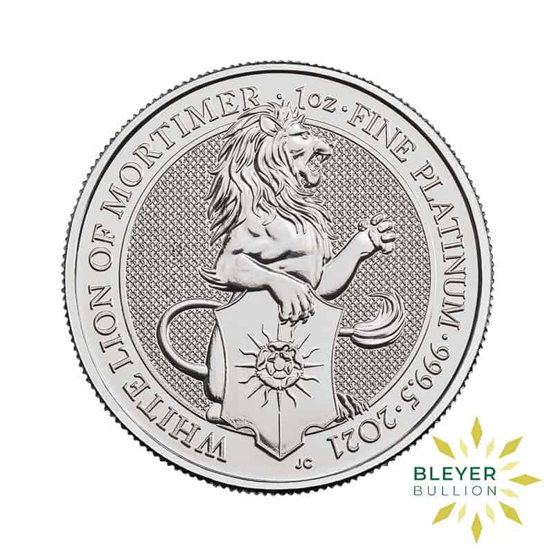 1oz Platinum UK Queen's Beasts White Lion of Mortimer, 2021 (Pre-Owned)