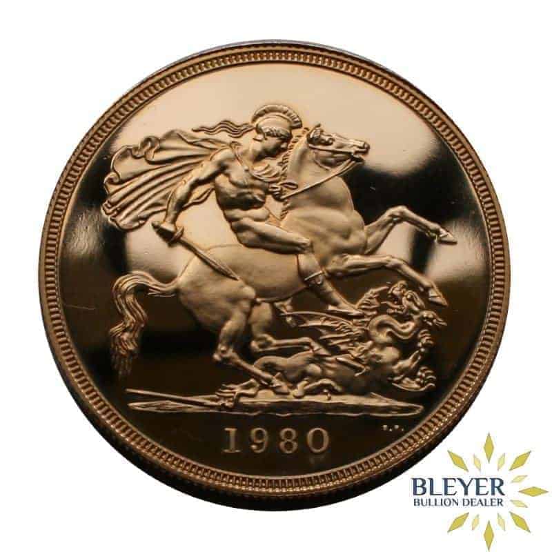UK Proof £5 Gold Crown, 1980 (Pre-Owned Quintuple Sovereign)
