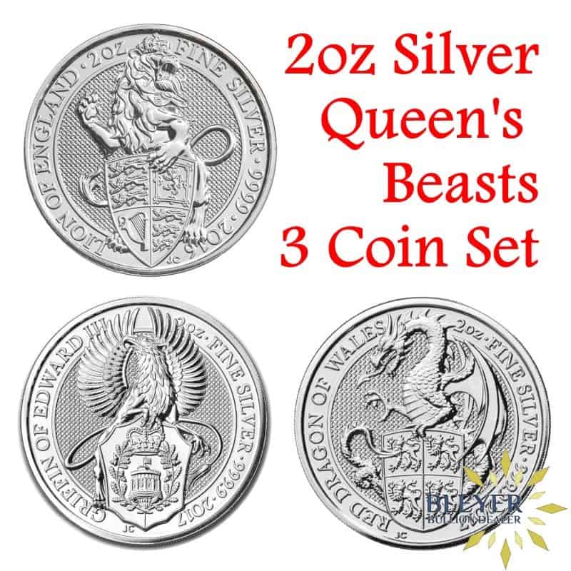2oz Silver UK Queen's Beasts 3 Coin Set