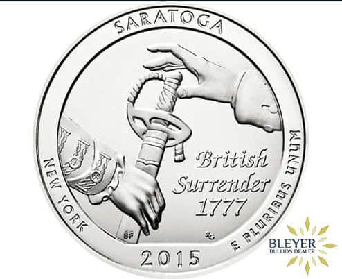 5oz America The Beautiful Saratoga Silver Quarter 2015
