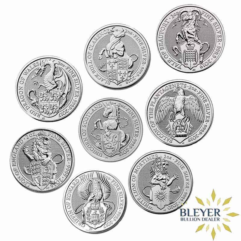 2oz Silver UK Queen's Beasts 8 Coin Set