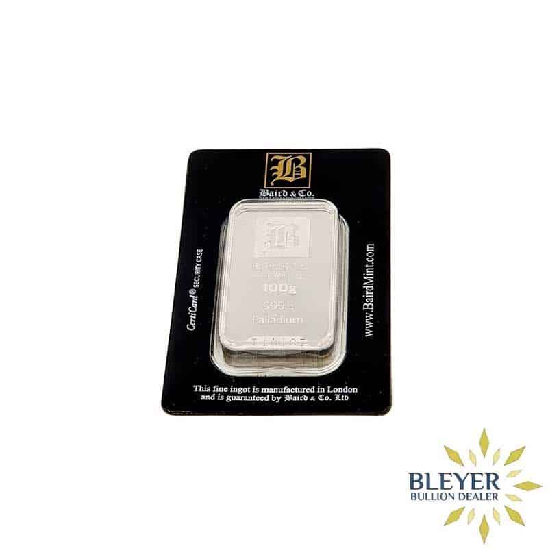 100g Palladium Baird & Co Minted Bar