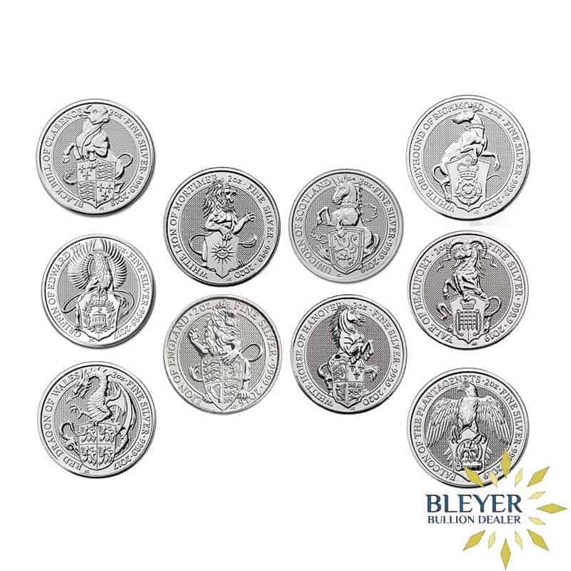 2oz Silver UK Queen's Beasts 10 Coin Set