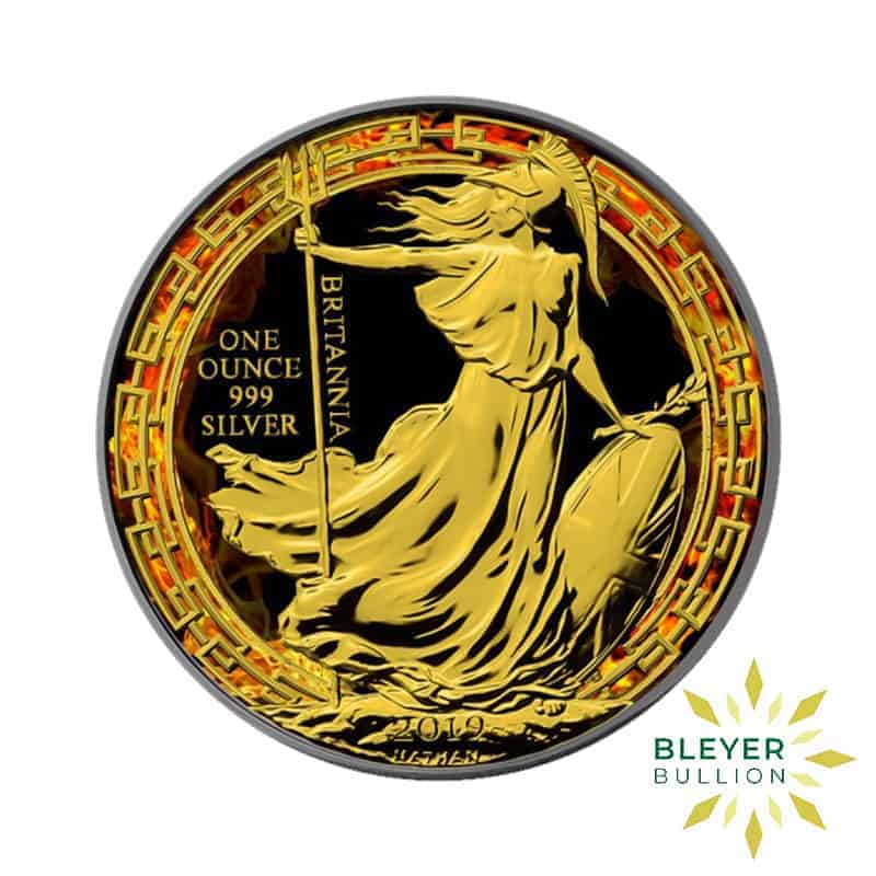 1oz Silver Colourised Burning Britannia, 2019