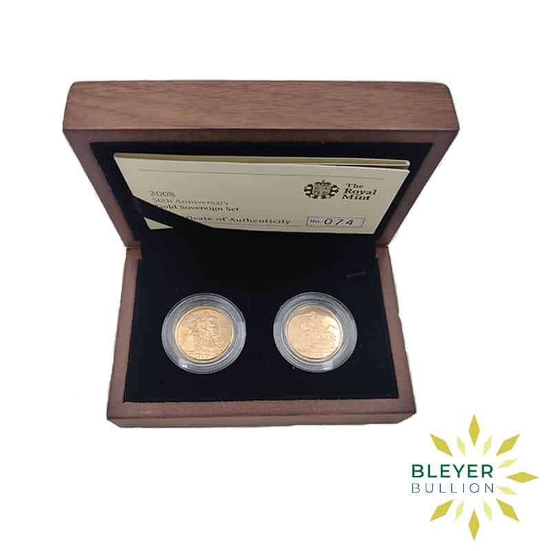 Full UK Gold Sovereign 50th Anniversary Two Coin Collection, 2008 (Pre-owned)