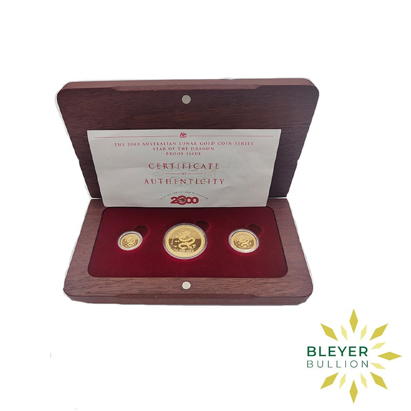 Gold Australian Lunar Year of the Dragon Proof Three Coin Set, 2000