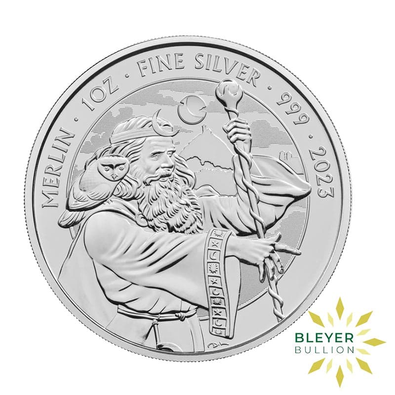 1oz Silver Merlin Coin, 2023 (Milk Spots)