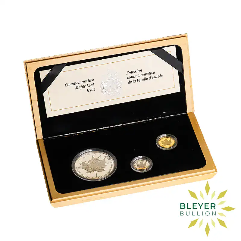 1989 $5 Canada Commemorative Platinum, Gold & Silver Maple Leaf 3-Coin Set (Pre-Owned)