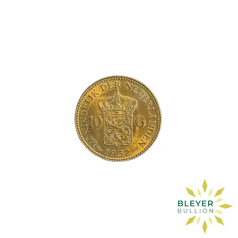 1932 Netherlands 10 Guilder Gold Coin – Queen Wilhelmina (Pre-Owned)